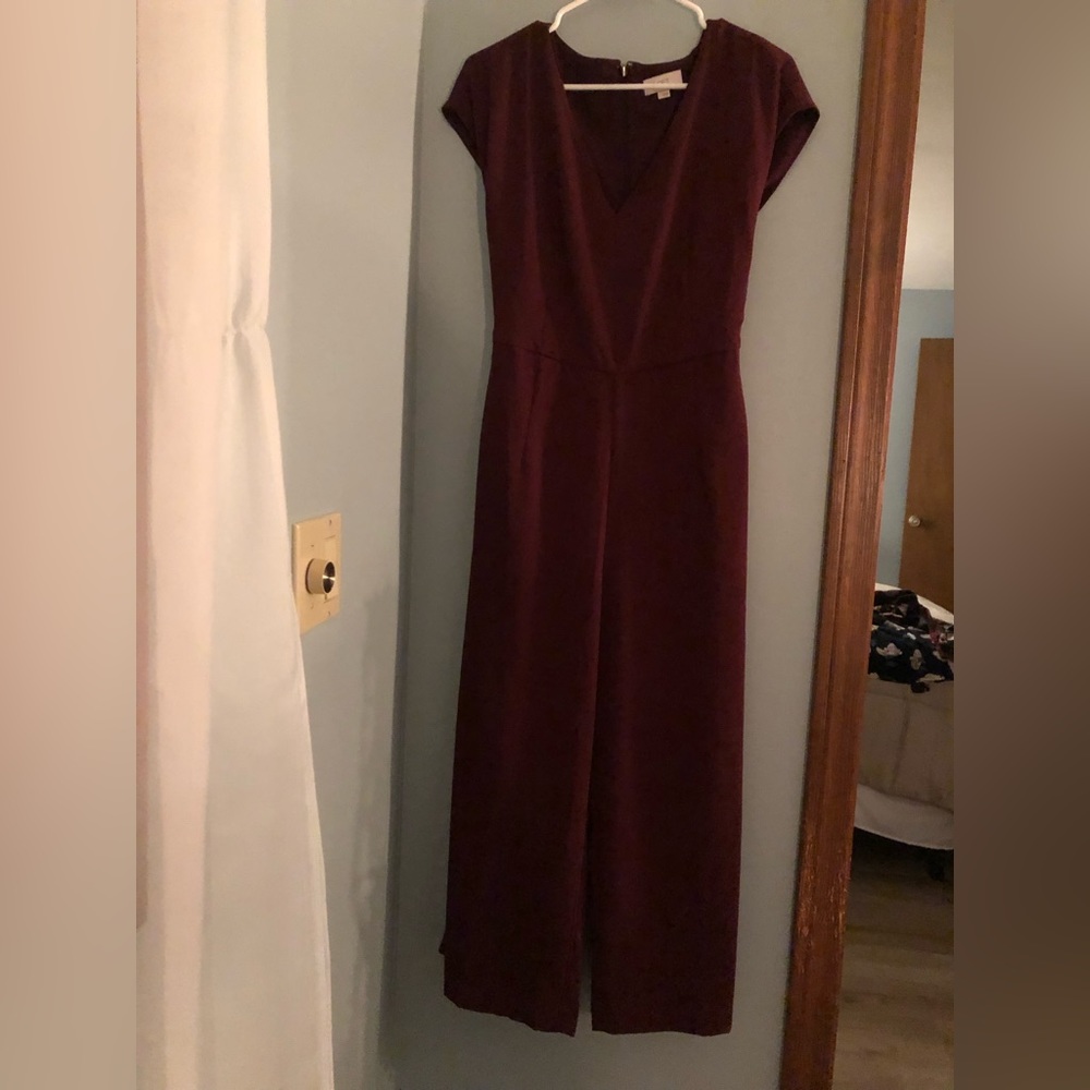 Red short sleeve wide leg jumpsuit